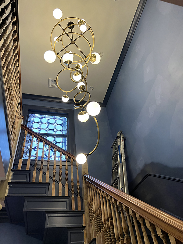 Brass Chandelier (12ft) with Glass Globes